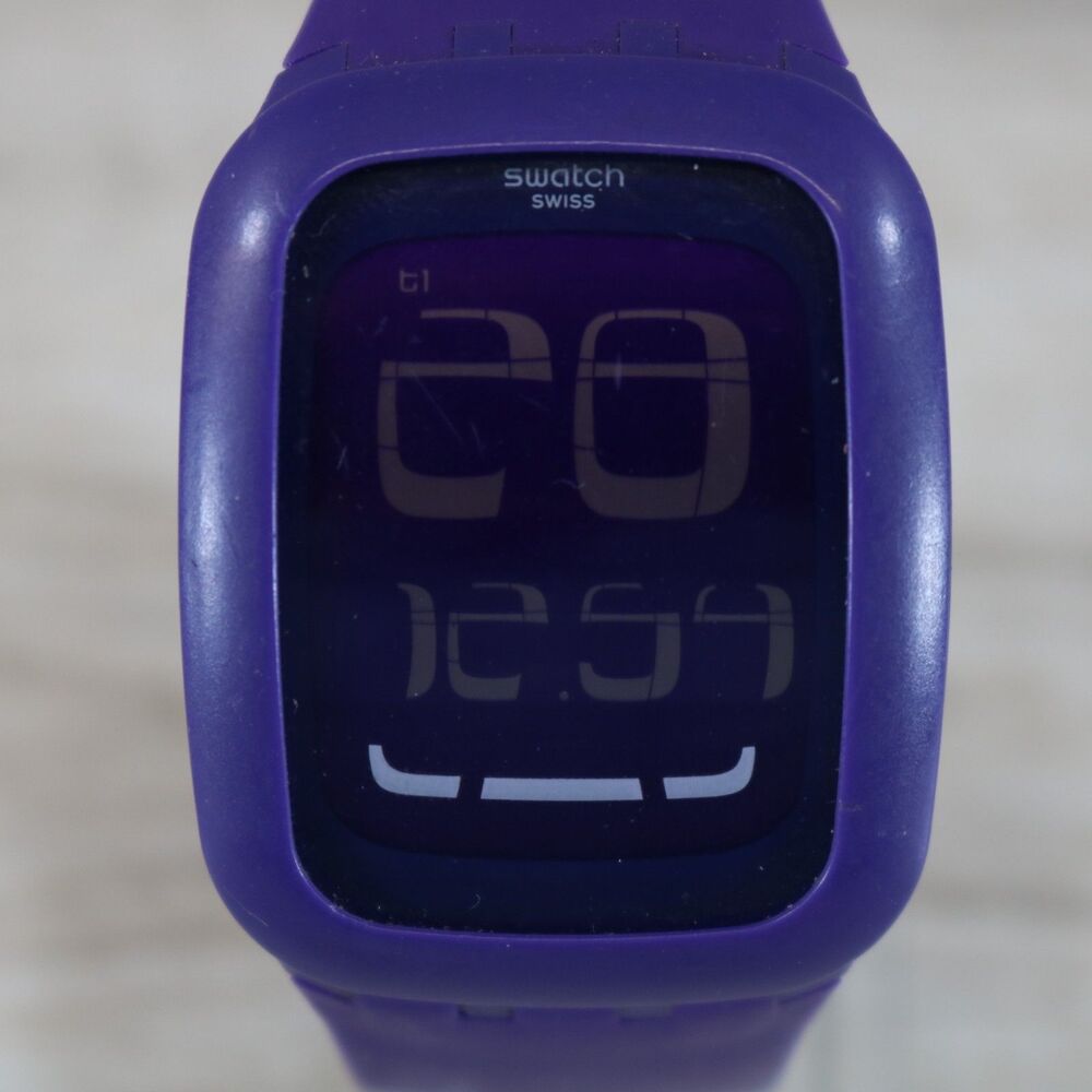 Swatch Touch Digital Watch – Pre-Owned, New Battery, Square, Purple